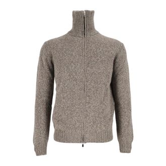 Settefili Cashmere Giubbino Zip Collo Alto-Gebreid - Heren - Truien - Grijs - Maat: 2XL Kasjmier