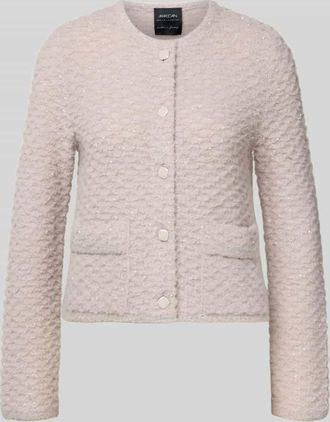 Marc Cain Cardigan mit Rundhalsausschnitt und aufgesetzten Taschen in Kitt, Größe 34