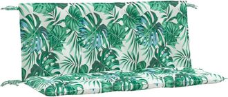 vidaXL Cojines Banco Jard&iacute;n 2 Uds Tela Estampado De Hojas 120x50x7 Cm Vidaxl