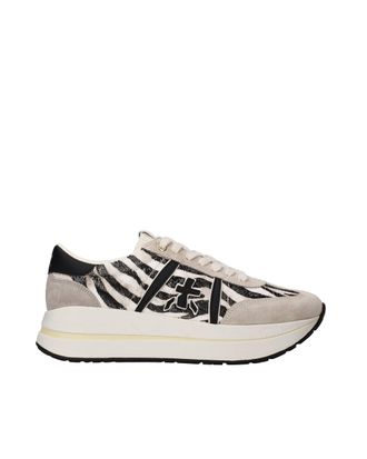 Premiata Zebra-Print Low-Top Sneakers with Glossy Accents