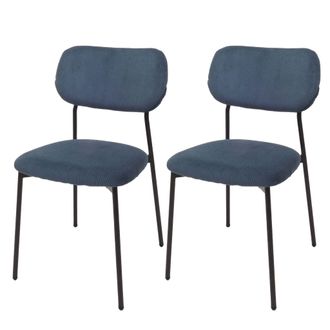 Hhg Lote De 2 Sillas De Comedor Hhg 064, Silla De Cocina Silla Tapizada, Cuerda (330g/m&sup2;) Tela/textil Metal, Azul