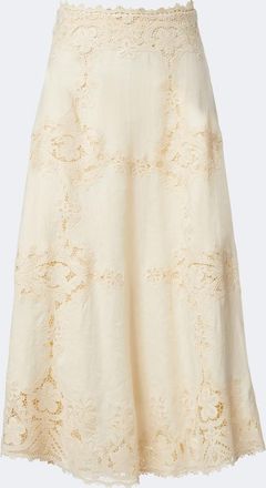 Ulla Johnson Fleur crochet-trimmed linen midi skirt
