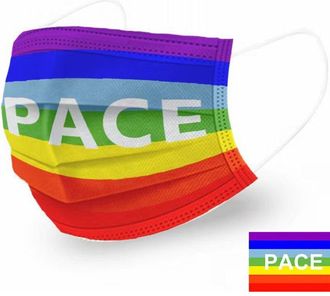 Trade Shop Trade Shop - 50 Mascherine Protettive Viso Chirurgiche Monouso Mascherina Con Testo Pace