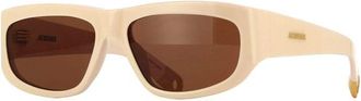 Jacquemus Sunglasses Square Full Rim, Ivory Pink Frame And Pink Lens Jac/2C2