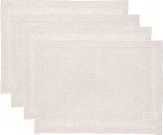 Solino Home Linen Placemats Set of 4, 14 x 19 Inch for Dining Table, Holiday and Everyday Table Decor - Athena in Light Natural at Nordstrom, Size