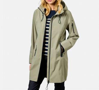 Junge Long Sleeve Zip Rain Coat In Olive