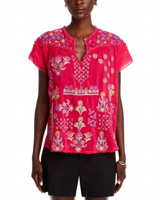 Johnny Was Monserrat Lafaret Blouse In Virtual Pink