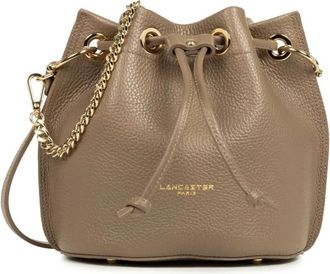 Lancaster Alba Double Taupe/Or Trekkoordtas - Dames - Schoudertassen - Oranje - ONE Size - Leer - Tassen