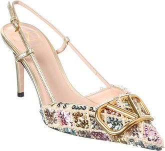 Valentino Vlogo Signature 80 Leather Slingback Pump