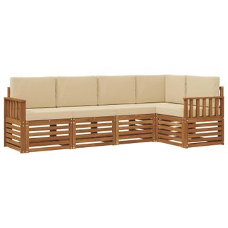 vidaXL Conjunto De Sof&aacute; Seccional Con Coj&iacute;n 5 Pcs Natural Y Beige Vidaxl