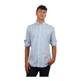 Ralph Lauren Custom Fit Button-Down Overhemd - Heren - Casual Overhemden - Blauw - M - Katoen - Overhemden