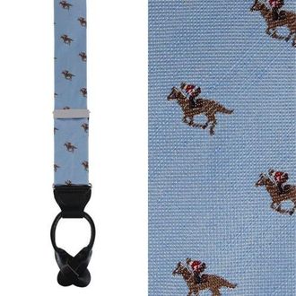 Trafalgar Store Down The Stretch Racehorse Linen Blend Button End Suspenders in Light Blue at Nordstrom