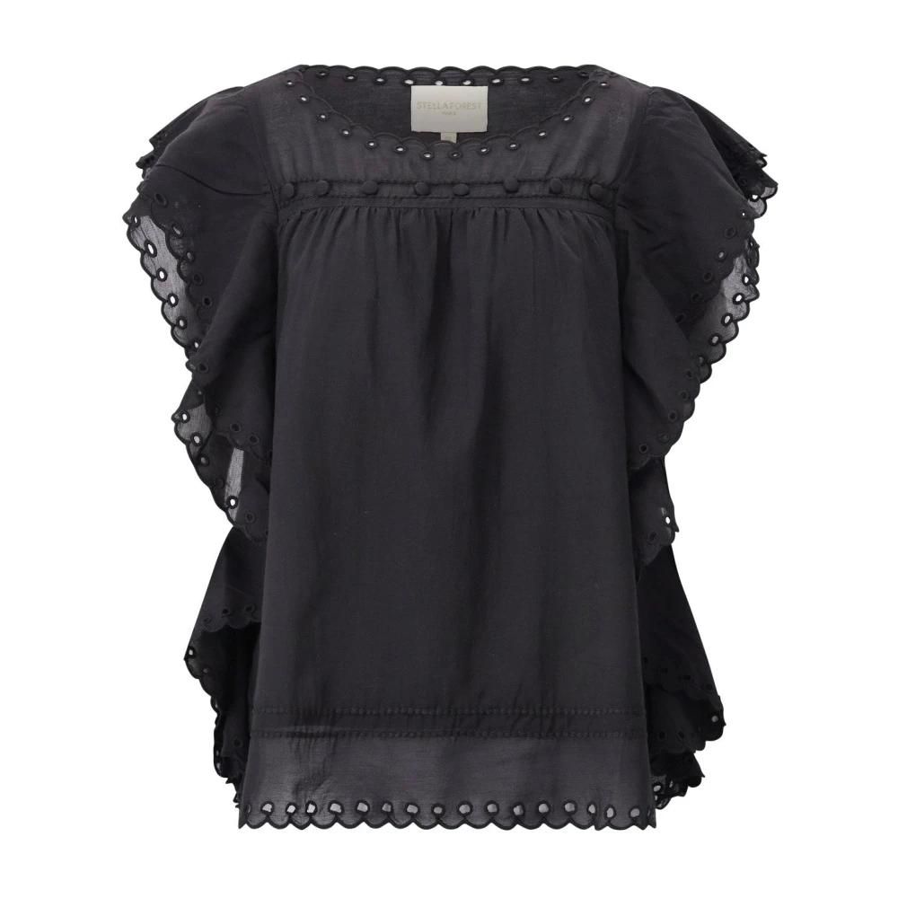 Haut/débardeur Noir Stella Forest Taille 36 - En Velours, Motif Pois, Style Rock - Occasion Très Bon état