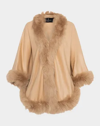 Gorski Cashmere Cape with Toscana Shearling Lamb Trim