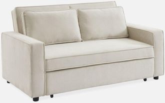 Sweeek Sweeek - Sofá cama de pana de 3 plazas, Chill, Crema, 172.5x91.5x88.5 cm