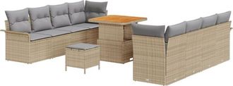 vidaXL Vidaxl - Garden Sofa Set Height-Adjustable 11 pcs Beige Poly Rattan
