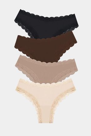 Stripe and Stare Brazilian Four Pack in Latte Essentials Box at Nordstrom, Size 1X Uk