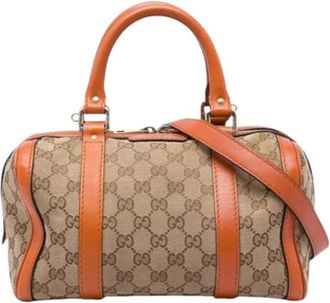 Gucci Pre-owned Boston Bag - Dames - Vintage Handtas - Beige - ONE Size - Leer - Vintage