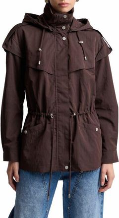 Avec Les Filles Hooded Drawstring Waist Jacket in Espresso at Nordstrom, Size X-Small