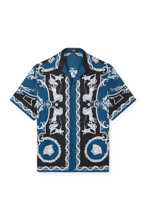 Versace Camp-Collar Printed Silk-Twill Shirt