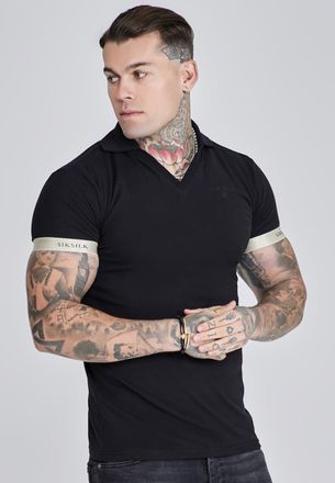Siksilk Mens Black Polo T-Shirt XL