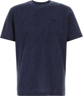 Etro Navy Blue Crewneck Printed T-Shirt