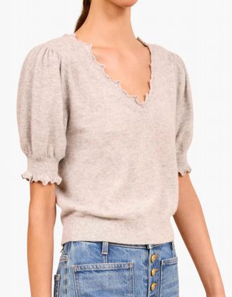 Ulla Johnson Polline Short Sleeve Top In Pebble