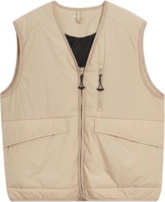 Soulland Utility Vest in Polyester Ripstop Stof - Heren - Bodywarmers - Beige - S/M - Polyester - Jassen