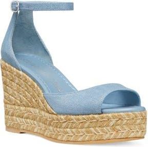 Stuart Weitzman Nudistia Espadrille Wedge Sandal in Silver Denim at Nordstrom Rack, Size 5.5