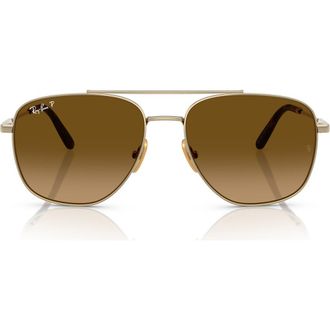 Ray-Ban 59mm Polarized Square Sunglasses in Gold Flash at Nordstrom