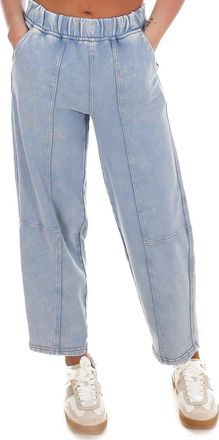 Blu Pepper Chill Zone Acid Washed High Waist Capri Joggers In Light Blue