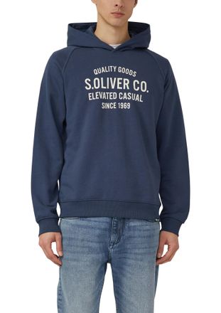 s.Oliver Hoodie S.OLIVER, Herren, Gr. XXL, blau, Sweatware, Obermaterial: 70% Baumwolle, 30% Polyester, bedruckt, regular fit normal, ohne Ausschnitt, Rippb&uuml;nd