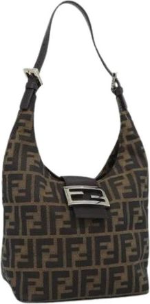 Fendi Pre-owned Zucca Schoudertas - Dames - Vintage Schoudertas - Bruin - ONE Size - Leer - Vintage