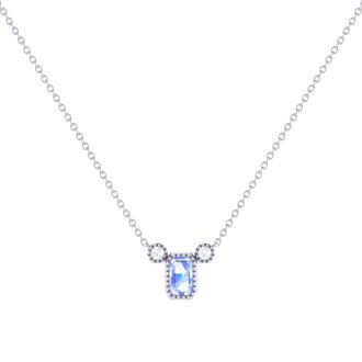 LuvMyJewelry Emerald Cut Tanzanite & Diamond Birthstone Necklace in 14K Gold