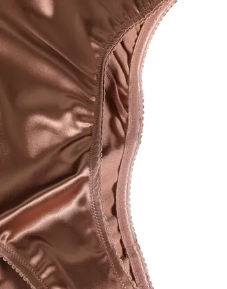 Dolce & Gabbana Brown Silk Satin Lingerie Panty Brief Womens Underwear