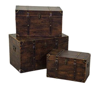 Vacchetti Ba&uacute;l De Madera Ecopiel Marr&oacute;n Rectangular 1-3 Cm68x38h40