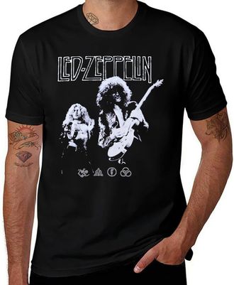 Generic Led Music Zeppelin Jimmy Guitarist Page & Robert Rock Plant Retro T-Shirt - Vintage Rock Band Members Tee for Men and Women Black-Style XL