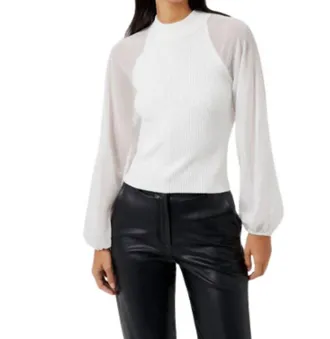 French Connection Melody High Neck Top In White