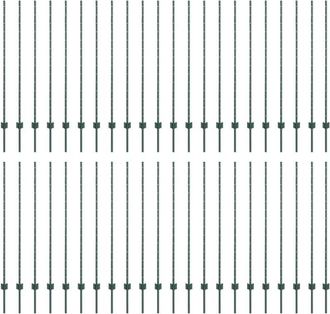 vidaXL Vidaxl - Green Fence Posts 44 pcs Green Metal