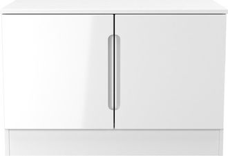 Lewis's Milan Compact 2 Door TV & Media Unit in White Gloss & White Matt - Ready Assembled - Lewiss Home | TJ Hughes