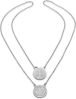 Steeltime Saint Medallion Pendant Long Necklace in Silver at Nordstrom Rack