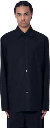 Gucci Overhemden, Heren, Zwart, L, Katoen, Klassieke Poplin Overhemd