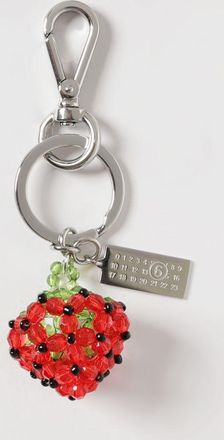 Maison Margiela Portachiavi in metallo con charm di perline ricamate