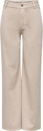 Jacqueline de Yong Iris Stretch HW Wide Pant - Dames - Wijde Broeken - Beige - L - Broeken