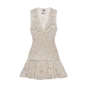 Aniye By Party Dresses, female, Beige, Size: XS Ruffle Lace Mini Dress