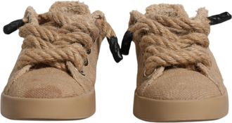 Dolce & Gabbana Brown Jute Fabric Low Top Men Sneakers Mens Shoes