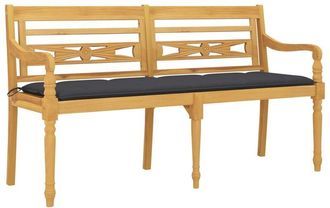 vidaXL Vidaxl - Banco Batavia Con Coj&iacute;n Antracita Madera Maciza De Teca 150 Cm
