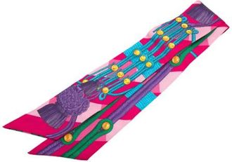 Herm&egrave;s Pre-owned Scarves, female, Pink, Size: ONE SIZE Pre-owned Brandebourgs Twilly Scarf