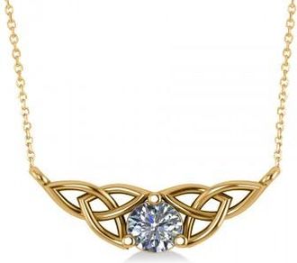 Allurez Celtic Round Diamond Pendant Necklace 14k Yellow Gold (0.50ct)