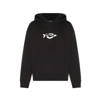 Yohji Yamamoto French Terry Liquid Logo-print Drawstring Hoodie